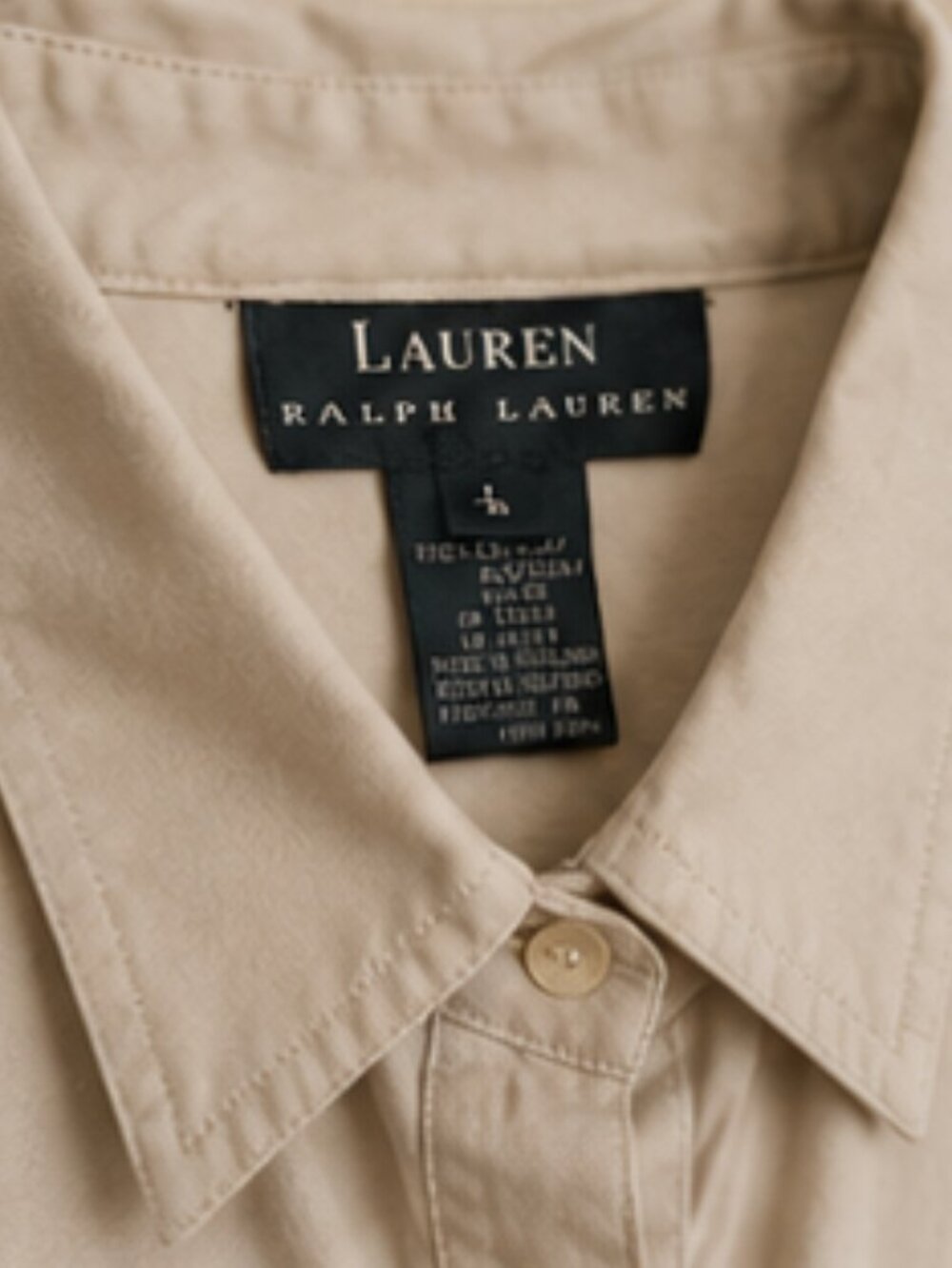 Lauren Ralph Lauren Safari Utility Shirt Khaki Cotton Quiet Luxury Equestrian L - Picture 2 of 10